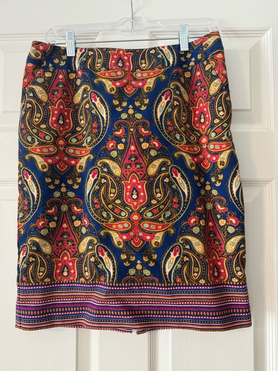 Merona Dresses & Skirts - Merona Blue Paisley Pencil Skirt with Red and Gold Accents
